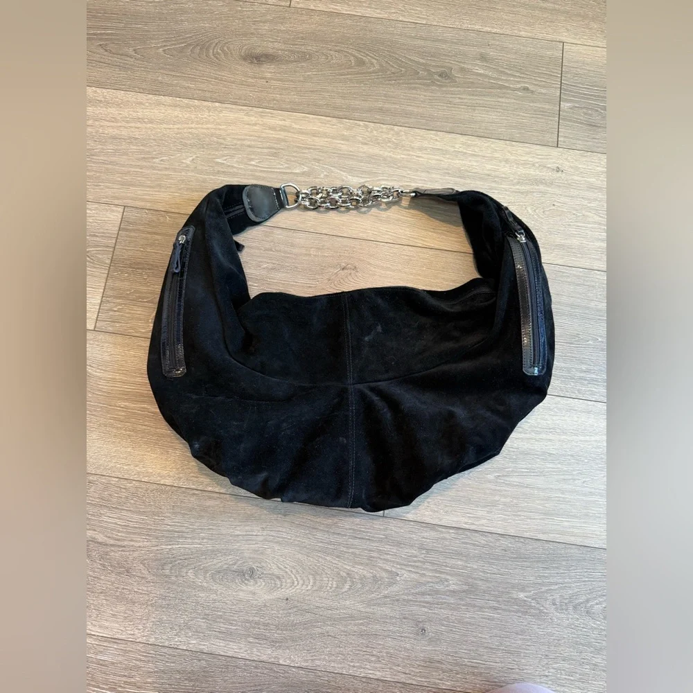 Le Solim Black Suede Hobo Bag